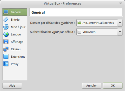 VirtualBox 5.0 Preférences