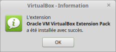 Extension Pack VirtualBox 5.0 installé