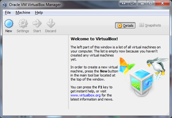 Velcome to VirtualBox